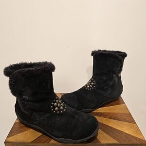 Taos Trinket Suede Winter Boots Black Leather Stud Embellished Faux US 10 Womens